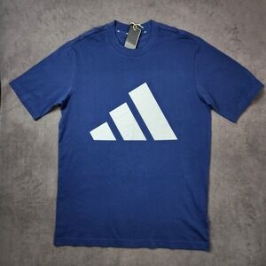 Adidas Shirt Mens Large Tall Blue White Graphic Logo Short Sleeve Tee‎ Casual